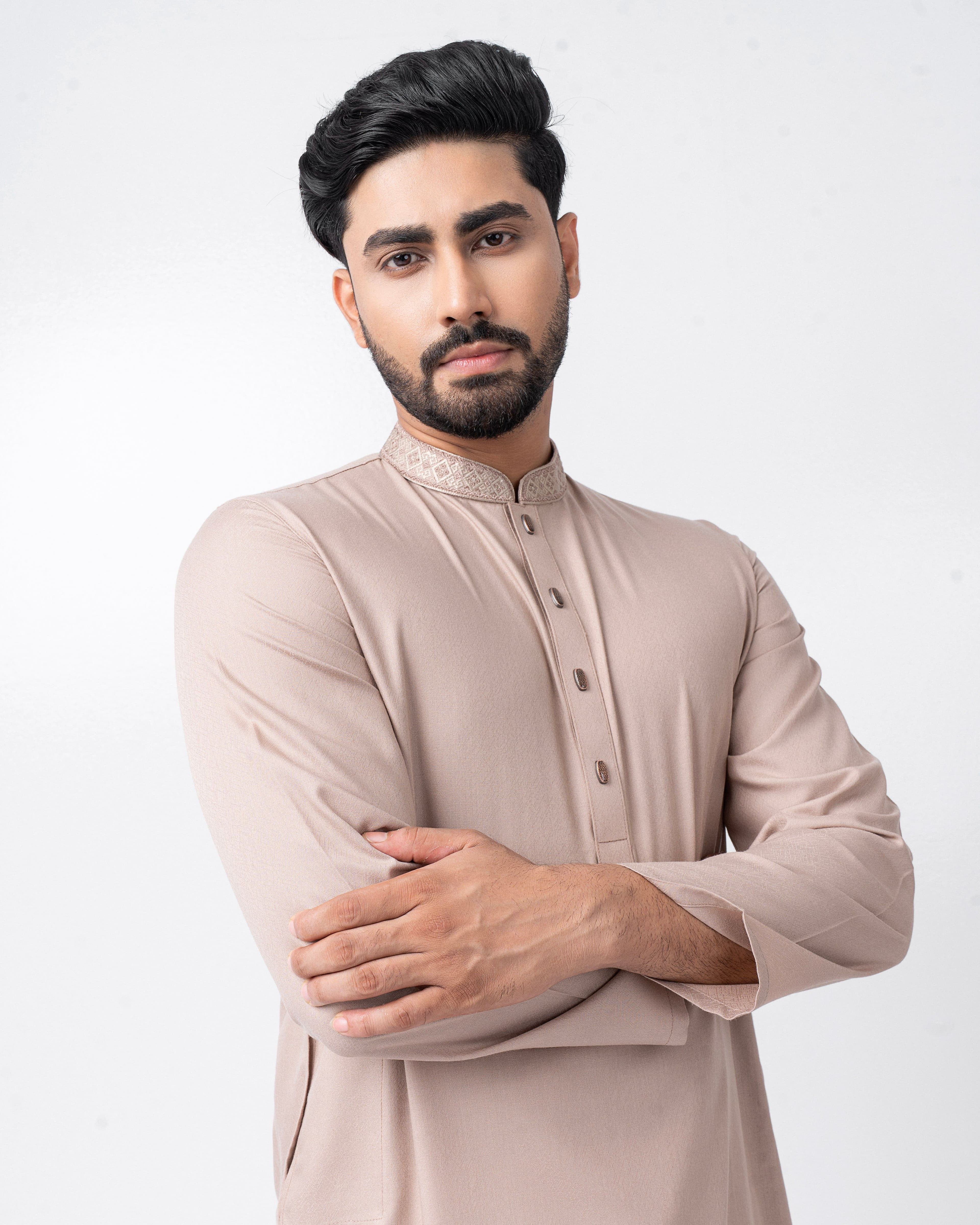 Men's Embroidered Silk Festive Panjabi - Royal Maroon (এমব্রয়ডারি সিল্ক পাঞ্জাবি - মেরুন)